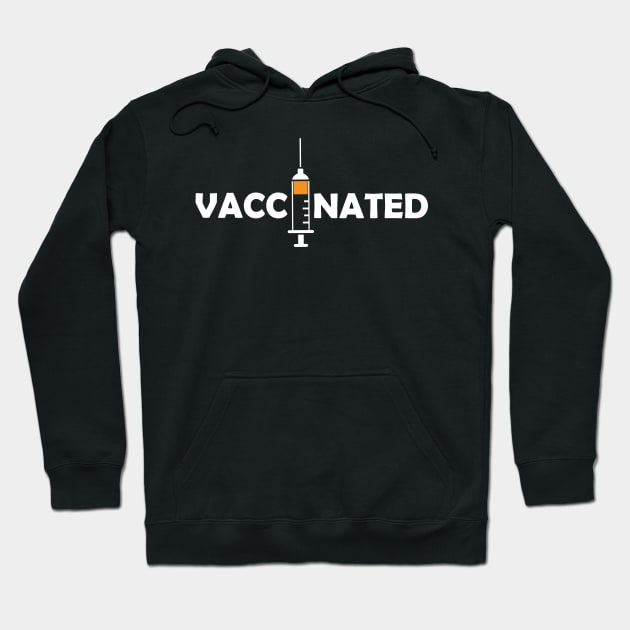 Vaccinated with Syringe - Immunization Pro-Vaccine - White Lettering Hoodie by ColorMeHappy123